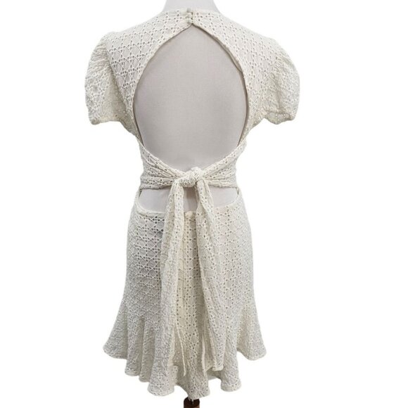 Bardot Womens 10 Nadia‎ Tie Back Eyelet Mini Dress NWT - Picture 8 of 11